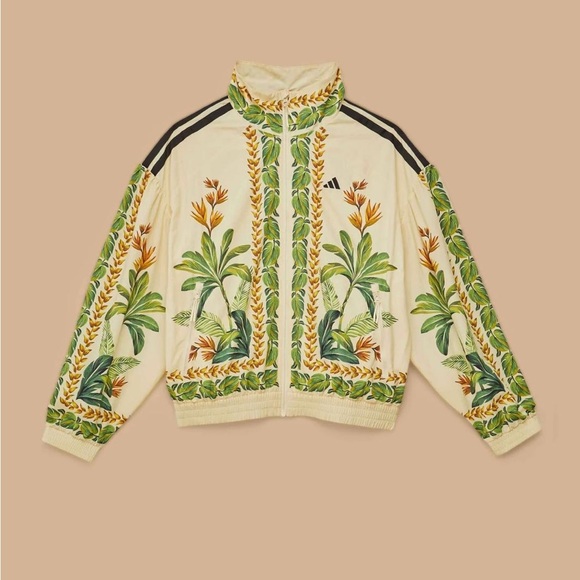 Adidas Women's Tropical Bomber Jacket - Cream and Green - Picture 2 of 6